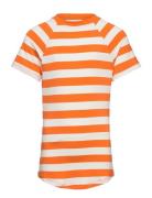 Mango Striped Print T-Shirt Orange