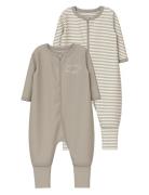 Name It Nbnnightsuit 2P Zip Ff Y/D Core 2 Noos Beige