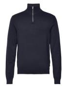 Lindbergh Half Zip Mélange Knit Marinblå