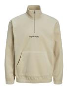 Jack & J S Jorvesterbro Fleece Quarter Zip Noos Beige