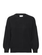 Davida Cashmere Quarter Balloon Sleeve Sweater Svart