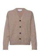 Davida Cashmere V-Neck Wide Cardigan Beige