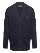 Ralph Lauren Kids Cable-Knit Cotton V-Neck Cardigan Marinblå