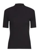 Scotch & Soda Core Mock Neck Rib T-Shirt Svart