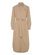 Polo Ralph Lauren Belted Cotton Midi Shirtdress Beige