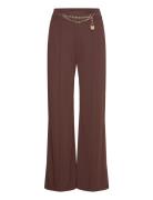 Lauren Ralph Lauren Chain-Trim Pleated Jersey Wide-Leg Pant Brun