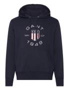 GANT Print Sweat Hoodie Marinblå