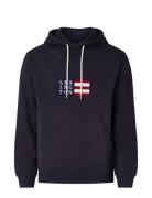 Lexington Clothing Kevin Organic Cotton Logo Hoodie Marinblå