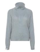 Once Untold Florie Brushed Zip Knit Blå