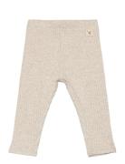 Mango Cotton Ribbed Leggings Beige