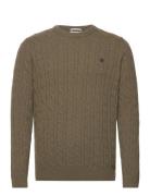 Timberland Phillips Brook Cable Crew Neck Sweater Dark Olive Khaki Gre...