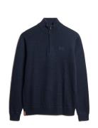 Superdry Essential Emb Knit Half Zip Marinblå