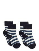 FUB 2-Pack Classic Striped Socks Marinblå