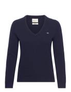 GANT Extrafine Lambswool Blend V-Neck Marinblå