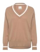 GANT Superfine Lambswool Cont V-Neck Beige