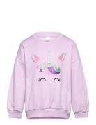 Lindex Sweatshirt Unicorn Face Lila