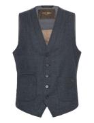 Mos Mosh Gallery Mmgmason Herringb Waistcoat Marinblå