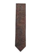 Lindbergh Black Paisley Pattern Tie 7 Cm Brun