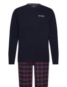 Tommy Hilfiger Ls Flannel Pj Set Print Marinblå