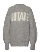 ROTATE Birger Christensen Knitted Logo Sweater Grå