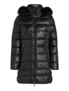 Tommy Hilfiger Gloss Down Tyra Coat With Fur Svart