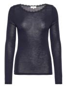 Rosemunde Rwsamber Ls Boatneck W. Lace Marinblå