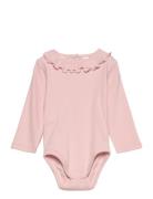 Mango Ruffle Ribbed Bodysuit Rosa