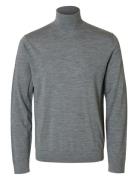 Selected Homme Slhtray Ls Knit Merino Roll Neck Noos Grå