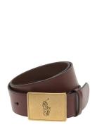 Polo Ralph Lauren Pony Plaque Leather Belt Brun