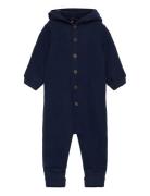 Mikk-line Wool Baby Suit W. Hood Marinblå