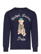 Ralph Lauren Kids Dog-Print Cotton Long-Sleeve Tee Marinblå