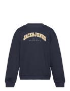 Jack & J S Jjecaleb Varsity Sweat Crew Nck Noos Mni Marinblå