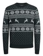 Jack & J S Jjxmas Gabriel Knit Crew Neck Jnr Grön