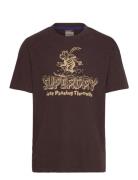 Superdry Travel Postcard Graphic Tee Brun