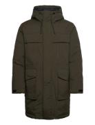 Knowledge Cotton Apparel Apex Canvas? Long Padded Coat - Grs Khaki Gre...