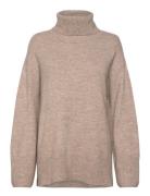 Gina Tricot Roll-Neck Knitted Sweater Beige