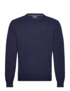 Hackett London Lambswool Crew Marinblå