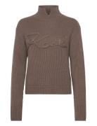 Karl Lagerfeld Soutache Signature Chunky Knit Beige