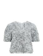 Object Objsparta S/S V-Neck Top 136 Silver