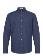 GANT Reg Flannel Melange Shirt Marinblå