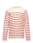 Copenhagen Colors Merino Lt. Knitted Striped Blouse Röd