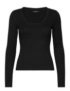 Monki Long Sleeve Round Neck Top Svart