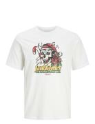 Jack & J S Jjxmas Christmas Skull Tee Ss Crew Jnr Vit