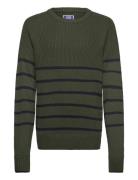 Jack & J S Jjpannel Knit Crew Neck Aw24 Jnr Grön