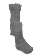 Geggamoja Cable Knitted Stockings Grey Melange Grå