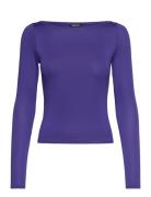 Monki Long Sleeve Boat Neck Top Lila