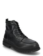 Bianco Biagrant Moc Toe Lace Up Boot Tumbled Leather Svart