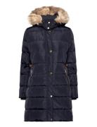 Lauren Ralph Lauren Faux-Fur-Trim Hooded Down Coat Marinblå