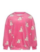 Lindex Sweater Velour Aop Rabbit Rosa