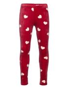 Lindex Leggings Velour Aop Hearts Röd